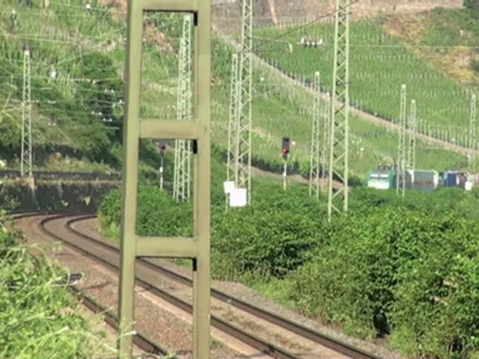 Züge gegenüber Osterspai, 216, 460, 2x 101, MRCE 180, Alpha Trains 145, 2x 185, 151, 428, 120