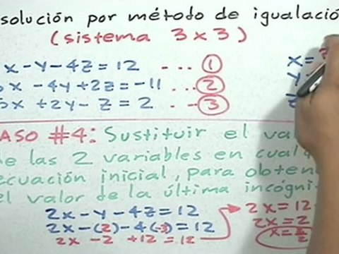 Sistemas de ecuaciones lineales 3x3: método de igualación ( P2) - HD