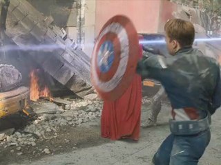 Promocional "Los Vengadores" con el Capitán América y Thor