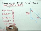 Funciones trigonométricas para los ángulos 30, 60 y 45 - HD