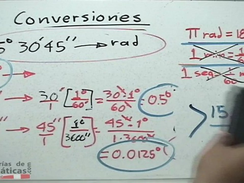 Conversiones entre grados, radianes, minutos y segundos - HD