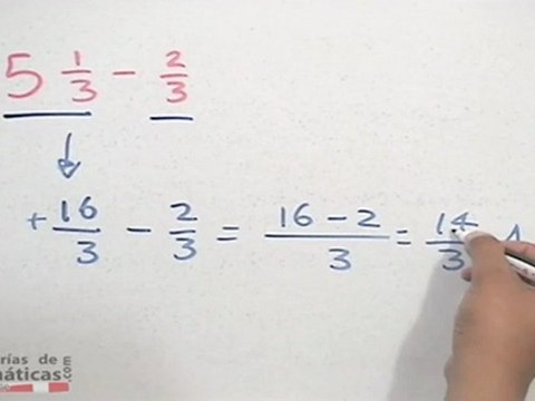 Ejercicio de resta de 2 fracciones con mismo denominador