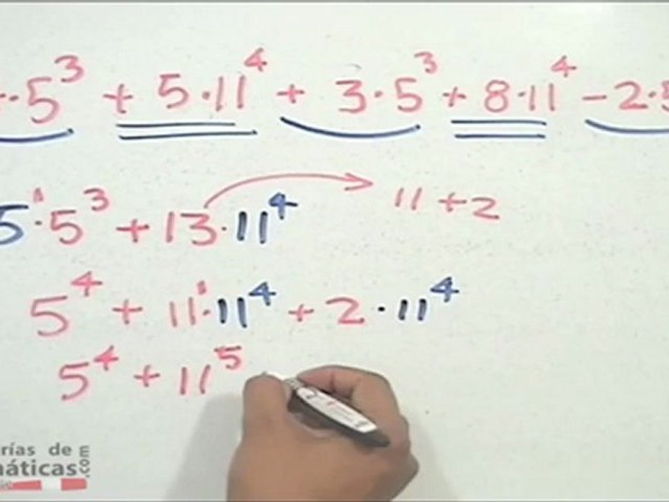 Ejercicio de suma de números con potencias