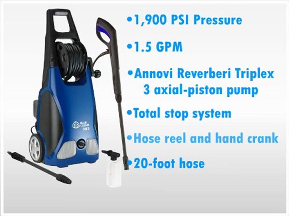 REVIEW:  AR Blue Clean AR383 1,900 PSI 1.5 GPM 11 Amp Electric Pressure Washer With Hose Reel