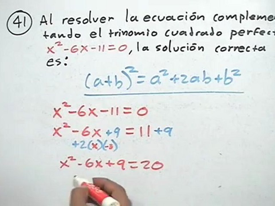 Ejercicio de resolver una cuadrática por completar el TCP