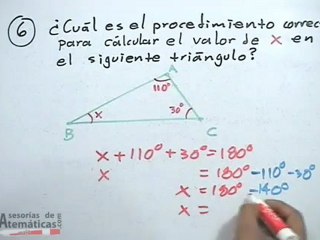 Obtener el valor de un ángulo en un triángulo (ejercicio 2)