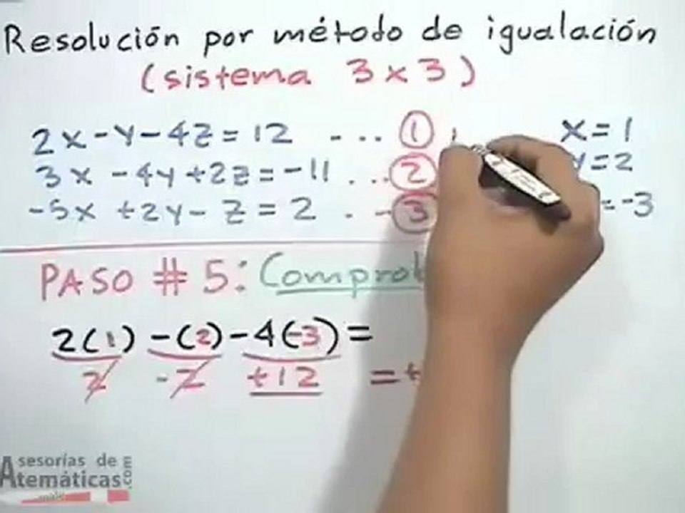 Sistemas De Ecuaciones Lineales 3x3 Método De Igualación P2 Vídeo Dailymotion