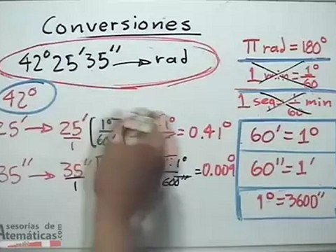 Conversiones entre grados, radianes, minutos y segundos - PARTE 2