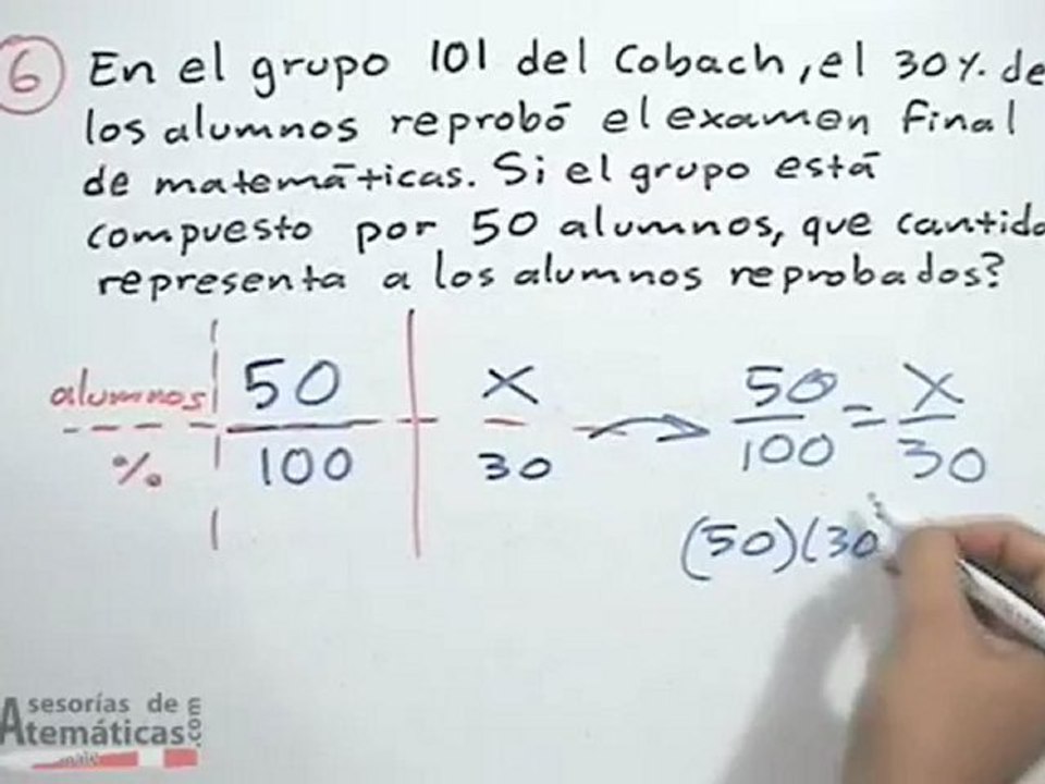 Cantidad de alumnos que representa un porcentaje