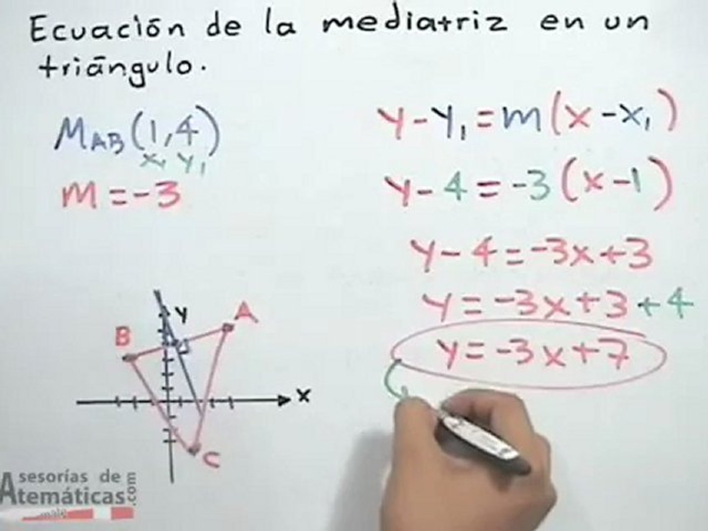 Ecuación de la mediatriz en un triángulo - geometría analítica (PARTE 1) -  Vídeo Dailymotion