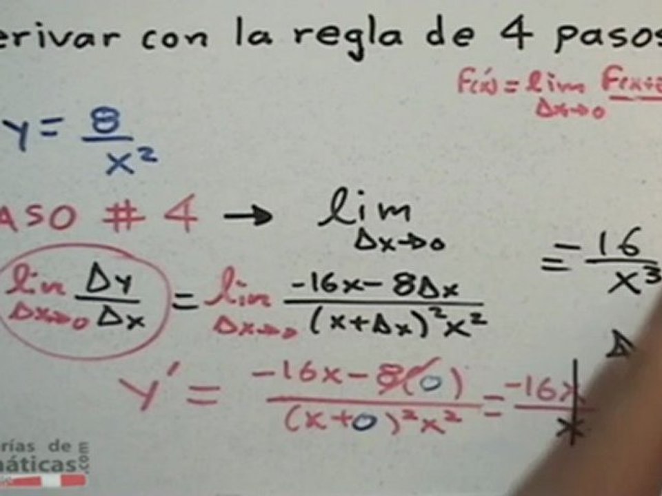 Derivar con la regla de los 4 pasos (ej 5) - HD