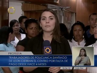 Empleados cierran puertas de la Policlínica Santiago de León