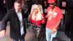 Nicki Minaj Steps Out in London in Red PVC and Leather Strap Ensemble