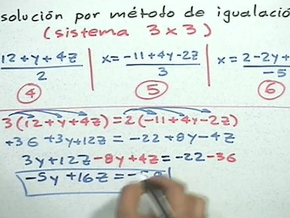 Sistemas de ecuaciones lineales 3x3: método de igualación ( P1) - HD