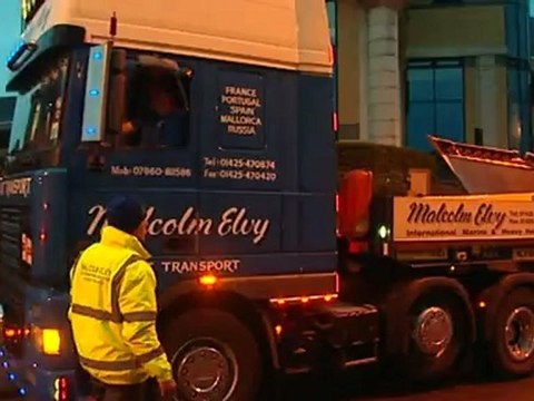 Queen's Diamond Jubilee barge launched onto Thames
