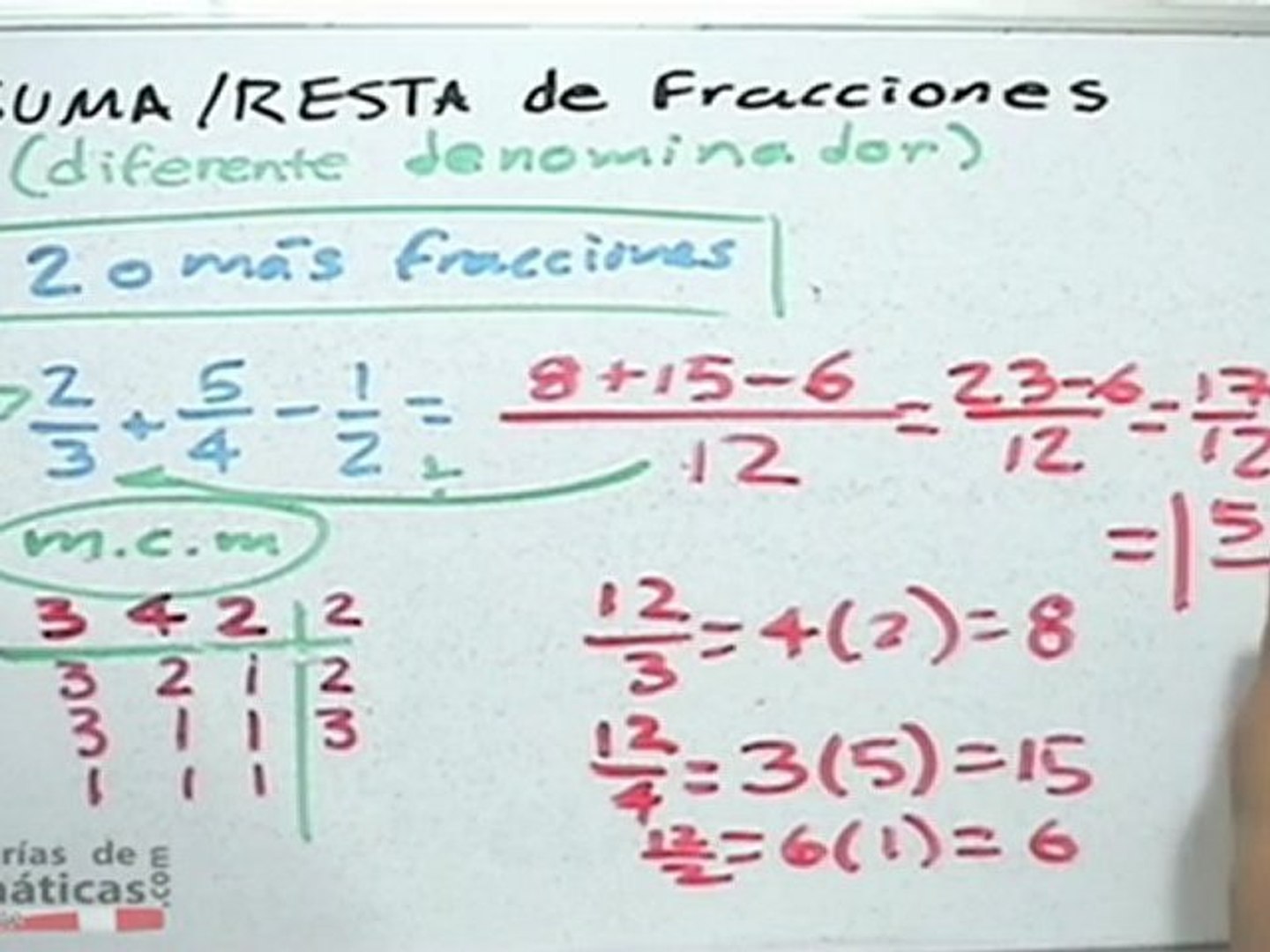 Suma y resta de fracciones con diferente denominador - HD - Vídeo  Dailymotion