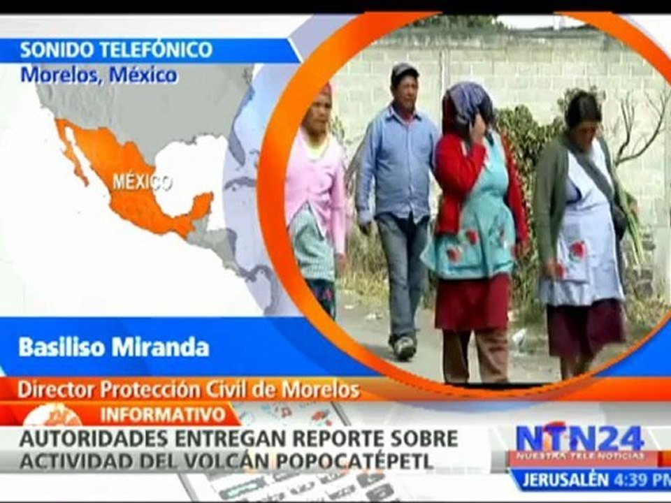 Autoridades mexicanas reportan que continúa alerta amarilla en el volcán Popocatépetl