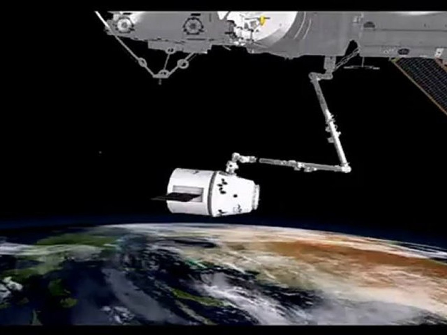Animation of Canadarm2 Grappling SpaceX Dragon