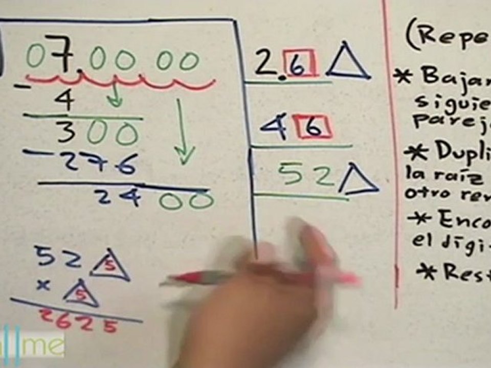 Procedimiento para resolver una raíz cuadrada (parte 1) - HD