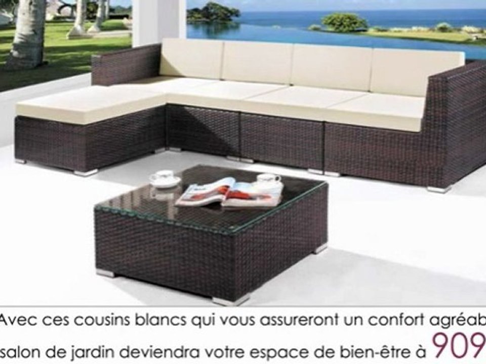Canapé d'angle de jardin et table base en résine tréssée Acapulco