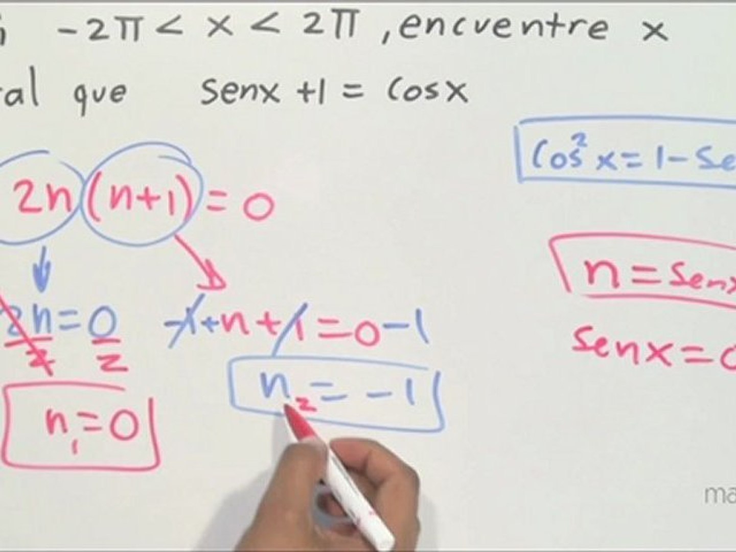 Encontrar x tal que senx+1=cosx - Vídeo Dailymotion