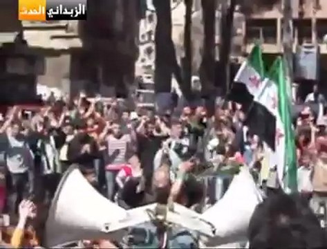 فري برس ريف دمشق الزبداني مظاهرات جمعة سننتصر ويهزم الأسد 20 4 2012 ج3 Damascus