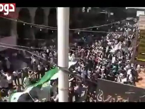 فري برس ريف دمشق دوما مظاهرة حاشدة تهتف لحمص والمدن المنكوبة 20 4 2012 Damascus