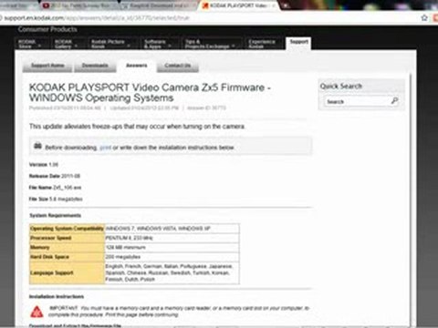 How to update your firmware for the Kodak Zx5 PlaySport Full HD Camcorder (5,1 cm (2 Zoll) Display