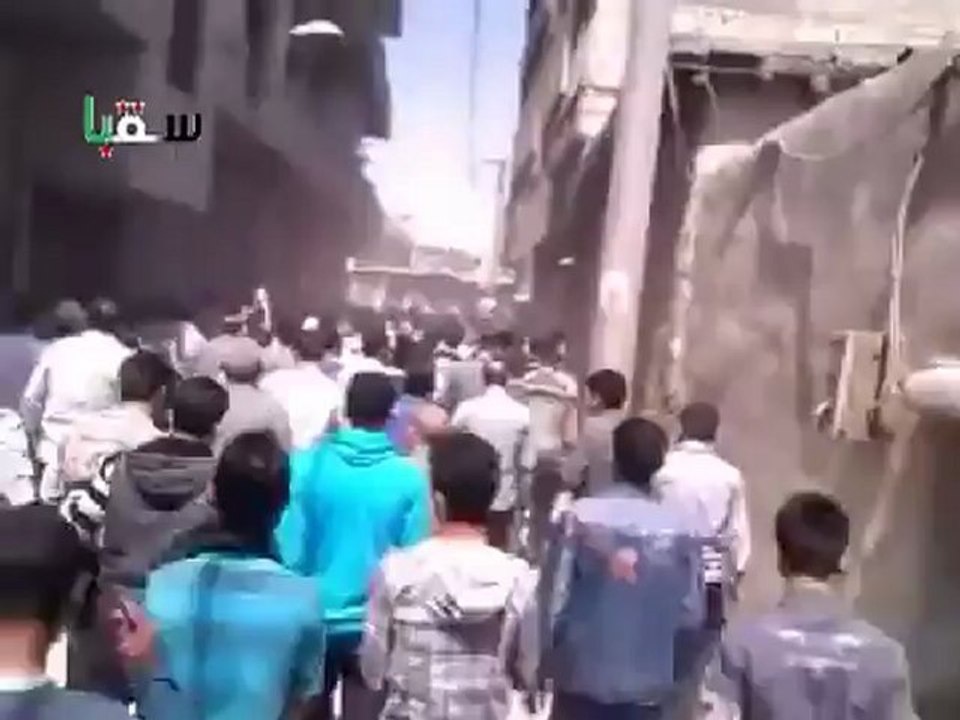 فري برس ريف دمشق  سقبا يا بلد الأحرار نتظاهر رغم الحصار 20 4 2012 Damascus