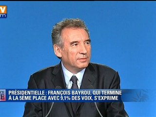 Bayrou écoutera les 2 finalistes et prendra "ses responsabilités"