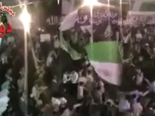 فري برس مظاهرة حاشدة جداً في مجلس العزاء دوما 22 4 2012 Damascus Syria