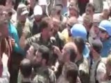 فري برس حمص الرستن بعثة المراقبين تتجول في مدينة الرستن22 4 2012 Homs Syria