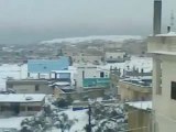 فري برس درعا حوران الحــاره مدينة الصمود  الحاره في احضان الثلوج 23  4 2012 Daraa