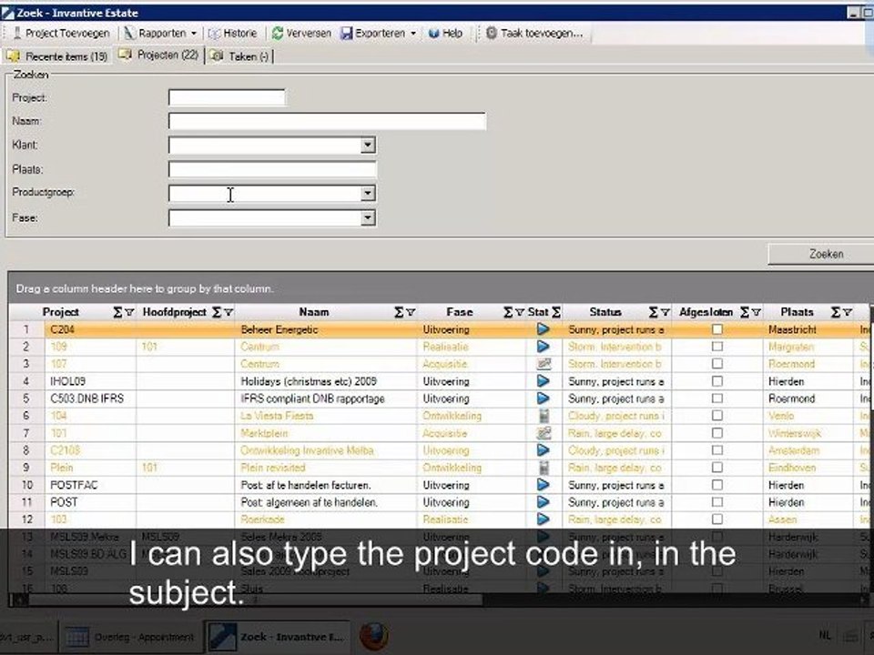 Invantive Vision - Hour registration in the Microsoft Outlook calendar with the Outlook add-in
