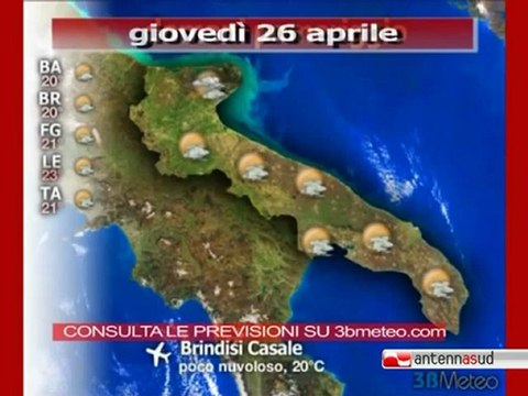 Previsioni del tempo, giovedì 26 aprile