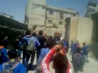 فري برس ريف دمشق  قرية معربا  مظاهرة طلابية حاشدة23 4 2012 Damascus