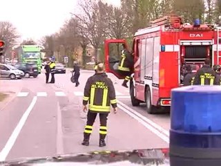 ciclista travolto da camion e gravissimo