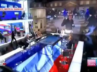 Philippe Poutou lors de la soirée électorale du 1er tour sur France 2