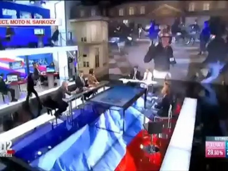 Philippe Poutou lors de la soirée électorale du 1er tour sur France 2
