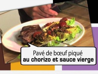 REPAS DIVIN - Recette 5 : Pavé de bœuf piqué au chorizo et sauce vierge