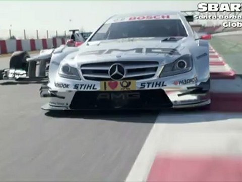 Mercedes-Benz Auto Racing Teams F1 and DTM Duel on Race Track