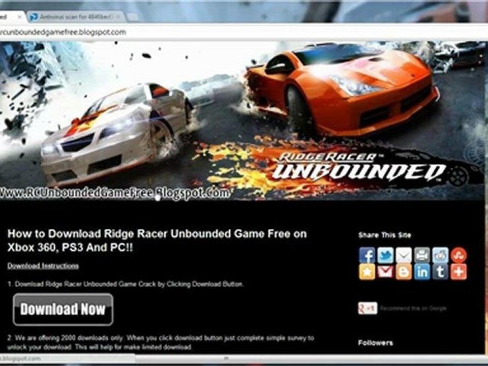 Get Free Ridge Racer Unbounded Game Crack - Xbox 360 / PS3 / PC