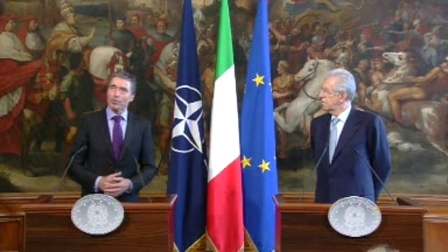Roma - Palazzo Chigi, incontro Monti-Rasmussen (27.04.12)