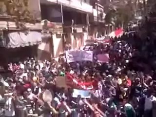 فري برس ريف دمشق يبرود مظاهرة رائعة للثوار 27 4 2012 Damascus