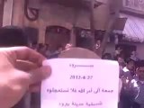 فري برس ريف دمشق يبرود تصوير المظاهرة من مكان مرتفع 27 4 2012 جــ2 Damascus