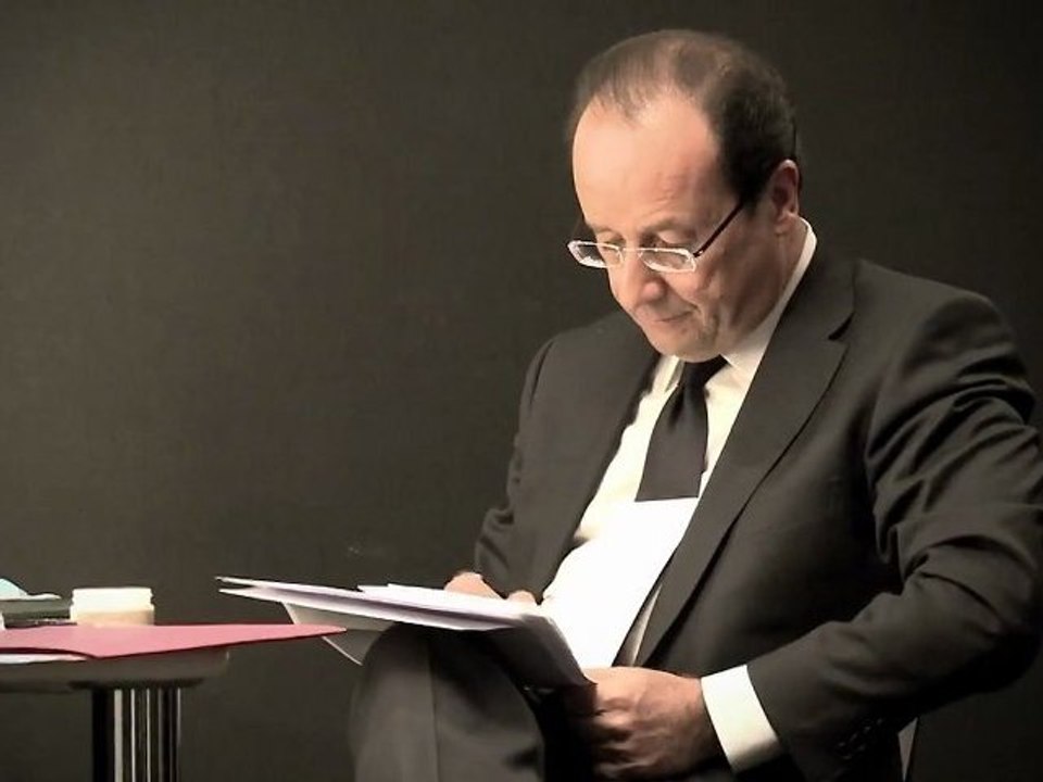 Dans la loge de F. Hollande à Bercy avant son intervention