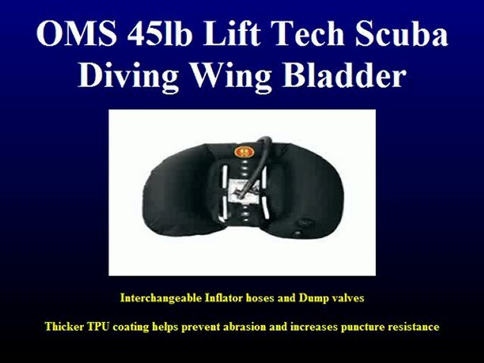 Scuba Diving, OMS 45lb Lift Tech Scuba Diving Wing Bladder with Inflator Assembly-Ocean Management Systems