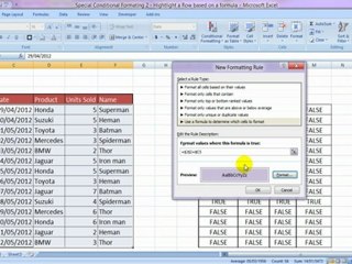 Conditional Formatting: Highlight - Color  A Row Based On A Formula (Hindi)