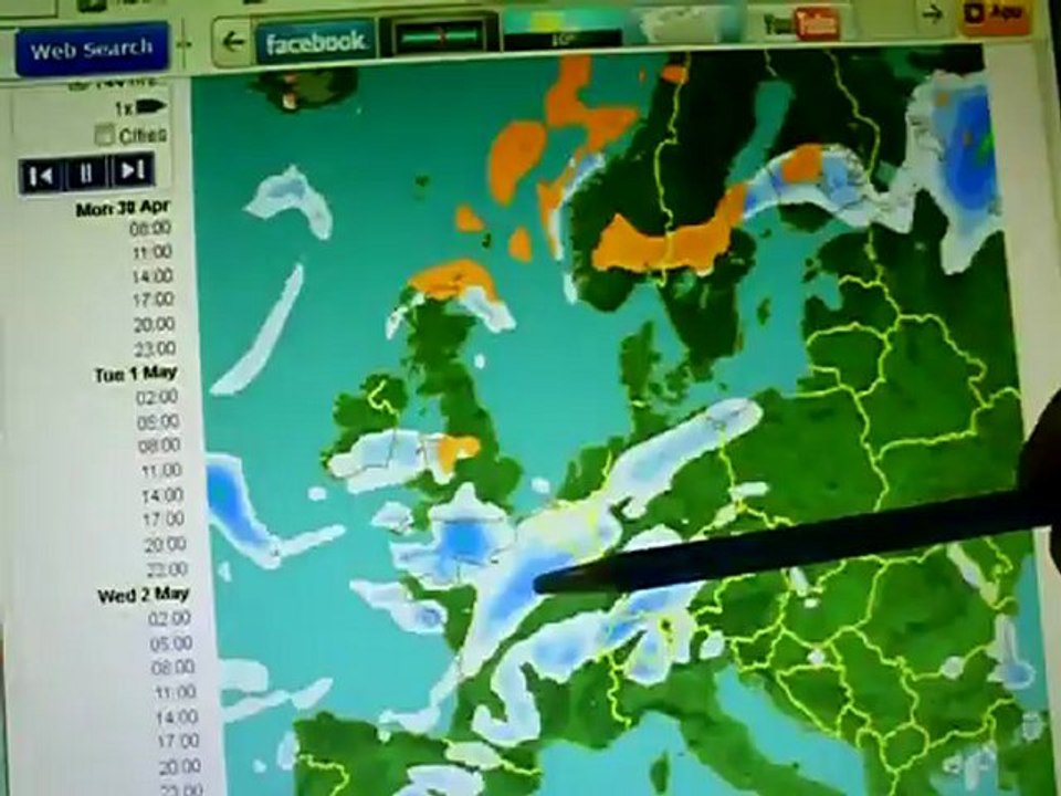 Prévision météo du lundi  30 avril 2012