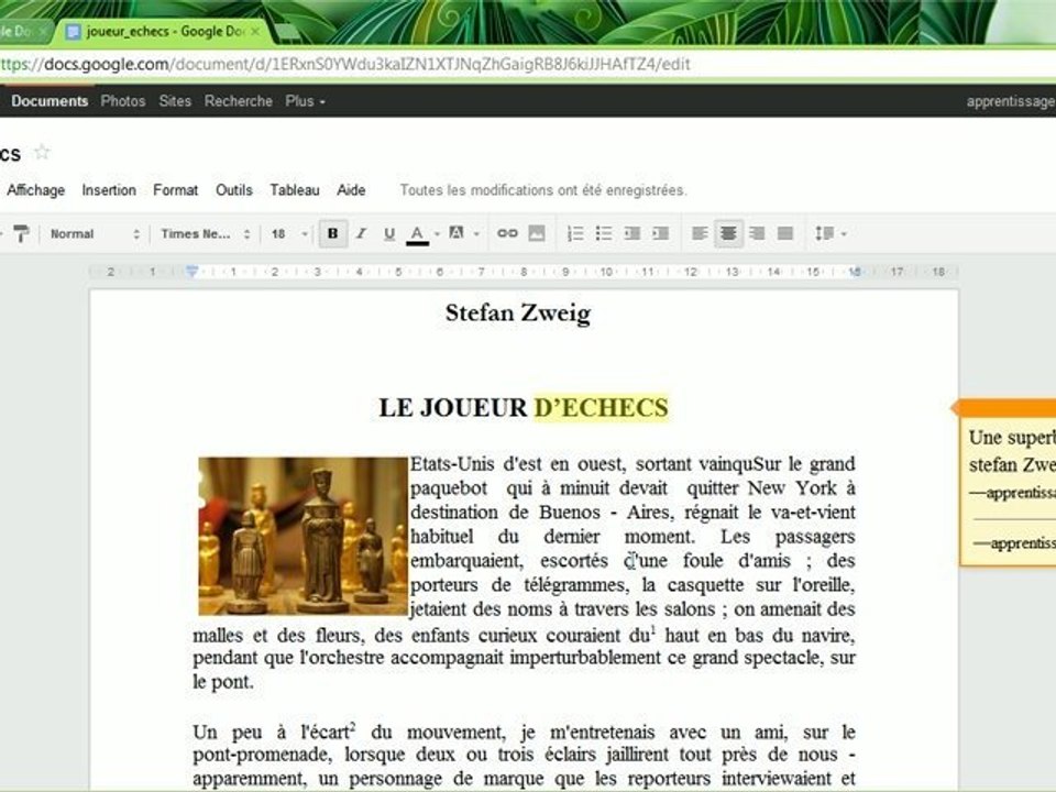 Insertion de commentaires et notes de bas de pages | Google Documents